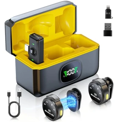 Abbildung von Comius Sharp Lavalier Mikrofon Wireless, Plug Play mit Digitalanzeige für Aufnahmen, Wireless Mini iPhone/Android/PC, Handy YouTube Vlog Streaming Facebook Live