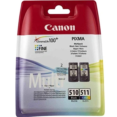 Abbildung von Canon PG 510 / CL 511 Schwarz + 3 Farben Druckerpatrone Multipack