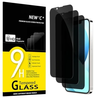 Abbildung von NEW&#039;C 3 Stück, Sichtschutz Panzer Schutz Glas für iPhone 13 Mini (5,4 Zoll), Ausgewogener 35 Grad schutzwinkel mit Augenschutz, Ultra Haltbare 9H Härte, Blasenfrei