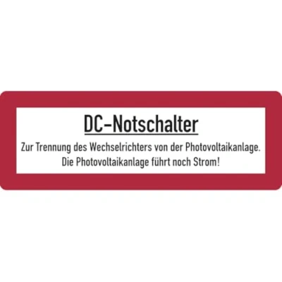 Abbildung von Dreifke® Aufkleber Feuerwehrschild, DC Notschalter,74 x 210 mm, Folie 210x74 mm selbstklebend