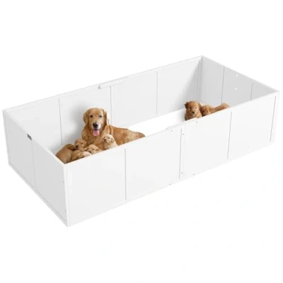 Abbildung von Hunde Wurfbox, mit verstellbaren Eingängen, 196 x 96 48 cm, Weiß
