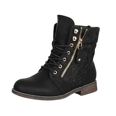 Abbildung von Elara Damen Stiefeletten Worker Boots Spitze Chunkyrayan B9812 KB Schwarz 36