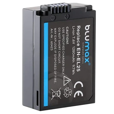 Abbildung von Blumax Akku kompatibel mit Nikon EN EL25 für Z50 Z30 und Z fc 1280mAh
