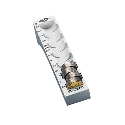 Abbildung von Wedo 160705037 Münzrille (0,50 Euro, 50 Cent, Kunststoff für 65 Münzen mit Markierungen 18 x 4,5 3,75 cm) lichtgrau