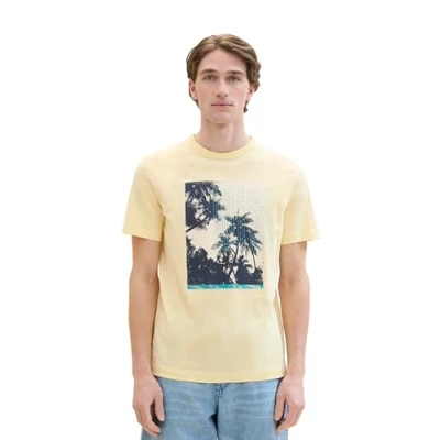 Abbildung von TOM TAILOR Herren T Shirt mit sommerlichem Fotoprint, light yellow, XL