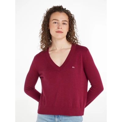 Abbildung von Tommy Jeans Strickpullover &quot;TJW ESSENTIAL VNECK SWEATER EXT&quot;, mit Logostickerei