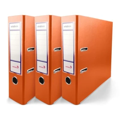 Abbildung von Netuno 3x Akten Ordner Orange DIN a4 Ekobox 2 Ring Mechanik Ringorder 8cm Kunststoff breit Büroordner Plastikordner Briefordner Ringmappe breiter Aktenordner PP farbig