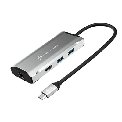 Abbildung von j5create USB C Hub 4K 60Hz HDMI, 2 A 10Gbps, 10Gbps mit PD 100W, Ethernet, Multiport Adapter für MacBook, ChromeBook, XPS, Surface Pro (JCD392)