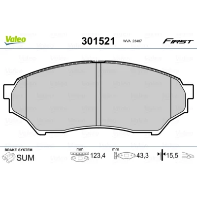 Abbildung von VALEO 301521 Bremsbelagsatz FIRST Vorderachse exkl. Verschleißwarnkontakt ohne Anti Quietsch Blech MITSUBISHI: Pajero Pinin