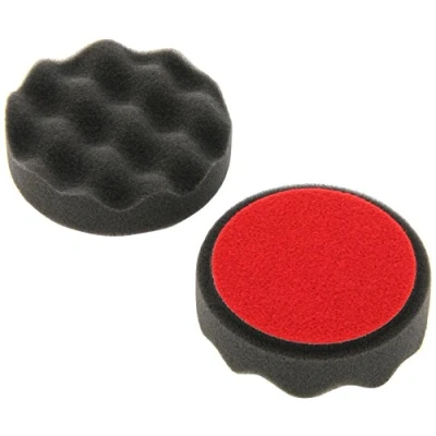 Abbildung von ALCLEAR 568030F Finishpad gegen Hologramme, Auto Polierschwämme, gewaffelt, Durchmesser: 80x25 mm, anthrazit,2er Set, Polierpad polieren Pad Schwamm Polierschaum f. Poliermaschine