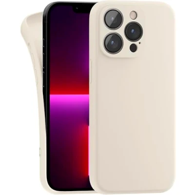Abbildung von MyGadget Hülle Kompatibel mit iPhone 13 Pro robuste Silikon Schutzhülle TPU Case Slim Silikonhülle Back Cover Kratzfest Handyhülle Matt Beige