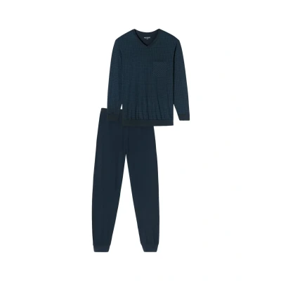 Abbildung von Schiesser Herren Schlafanzug lang mit Bündchen Nightwear Set Pyjamaset, blau_182194, 25