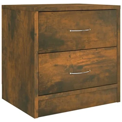 Abbildung von vidaXL Nachttisch mit Schubladen Nachtschrank Nachtkonsole Nachtkommode Schlafzimmer Schrank Kommode Räuchereiche 40x30x40cm Holzwerkstoff