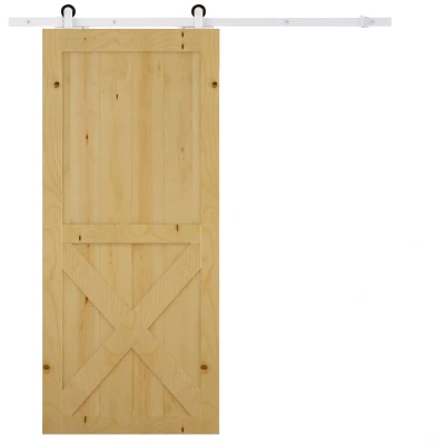 Abbildung von HOMCOM Schiebetüren Beschlagsatz 183 cm Komplett Set mit Schienen, Rollen Weiß
