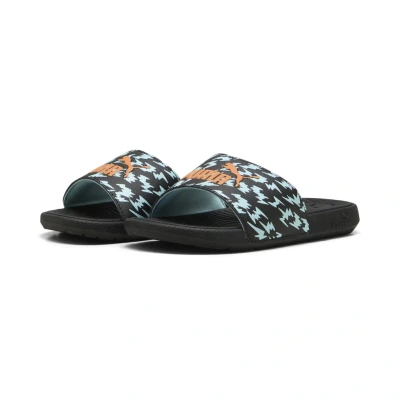 Abbildung von Cool Cat 2.0 Poised 2 Race Slides Kinder PUMA Black Orange Glo Safe Lake Blue