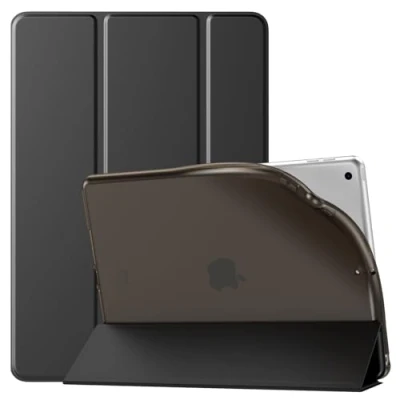 Abbildung von TiMOVO Hülle Kompatibel mit iPad 9./8./7. Generation 2021/2020/2019, Schutzhülle Weicher TPU Transluzente Matt Rückseite 10,2 Zoll, Schlanke Ständer Schutzhülle, Schwarz