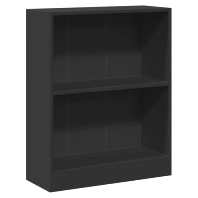 Abbildung von vidaXL Bücherregal 2 Fächer Standregal Wandregal Aktenregal Büroregal Regal Mehrzweckregal Schrank Raumteiler Schwarz 60x24x76cm Holzwerkstoff