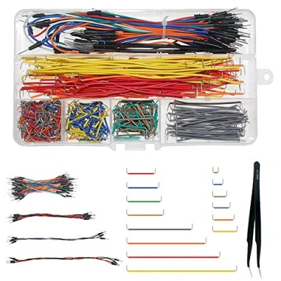 Abbildung von WayinTop Breadboard Steckbrücken Drahtbrücken Jumper Wires Set, U Form Drähte mit 14 Verschiedene Längen + Flexible Jumperkabel M/M Pinzett