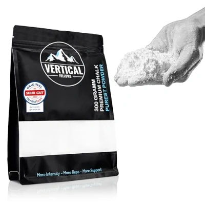 Abbildung von VERTICAL FELLOWS Chalk fein 300g DERMATEST sehr gut Kletterkreide, Kletter Kreide, Magnesia zum Klettern, Bouldern (Powder, 300g)