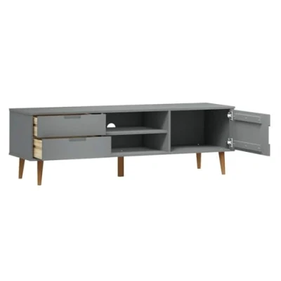 Abbildung von CIADAZ Tv Schrank, Board, Lowboard, Tisch, Fernsehschrank, Fernsehtisch, Kommode, Sideboard Wohnzimmer, Sideboard, Grau 158x40x49 cm Massivholz Kiefer