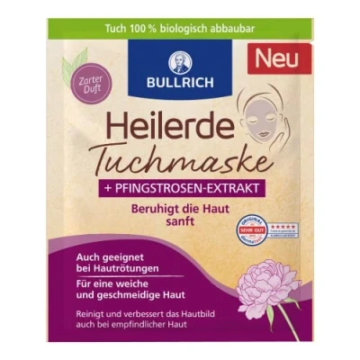 Abbildung von Bullrich Heilerde Tuchmaske + Pfingstrosen Extrakt Beruhigt die Haut sanft Auch geeignet bei Hautrötungen Mit zartem Duft vegan 1