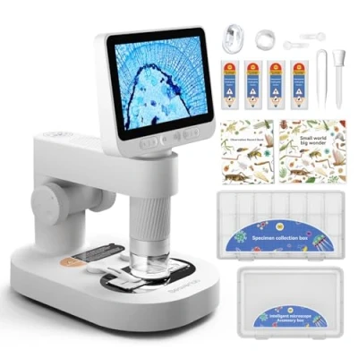 Abbildung von BEAVERLAB mikroskop für Kinder, Digitale Kinder 100X 1600X Mikroskop, 4,0&quot; IPS USB Handy mit Wissenschaftliches Buch, Probenentnahmebox, 8GTF