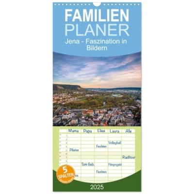 Abbildung von Familienplaner 2025 Jena Faszination in Bildern mit 5 Spalten (Wandkalender, 21 cm x 45 cm), CALVENDO