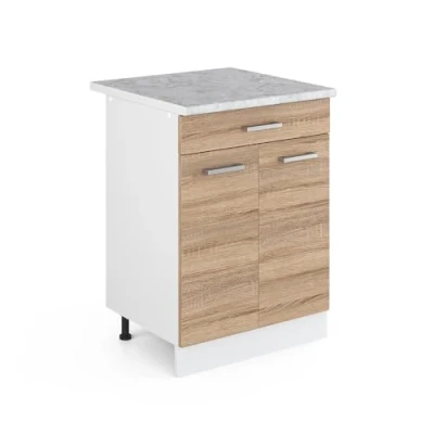 Abbildung von Vicco Unterschrank R Line, Sonoma/Weiß, 60 cm mit Schublade, AP Marmor