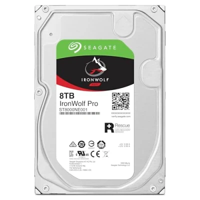 Abbildung von Seagate IronWolf Pro 8TB, NAS interne Festplatte, 3.5 Zoll, 7200 U/Min, CMR, 256 MB Cache, SATA 6GB/S, silber, FFP, inkl. 3 Jahre Rescue Service, Modellnr.: ST8000NE001