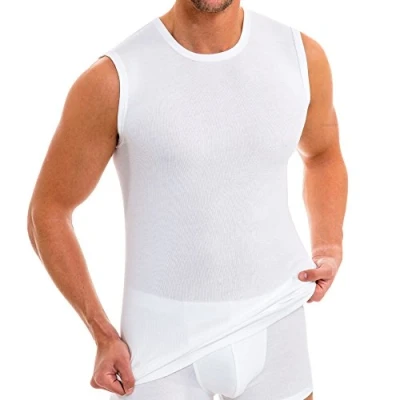 Abbildung von HERMKO 3040 3er Pack Herren Tank Top Unterhemd mit Rundhals Ausschnitt aus 100% Bio Baumwolle, Größe:D 10 = EU 4XL, Farbe:weiß