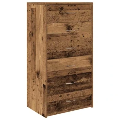 Abbildung von vidaXL Sideboard mit 6 Schubladen Altholz Optik 50x34x96 cm, Aufbewahrungsschrank, Wohnzimmerschrank, Schublade, Dielenschrank