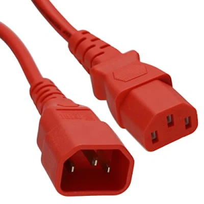 Abbildung von kenable Strom Verlängerungskabel, IEC Stecker auf Buchse, USV Kabel, C14 C13, 1 m, Rot