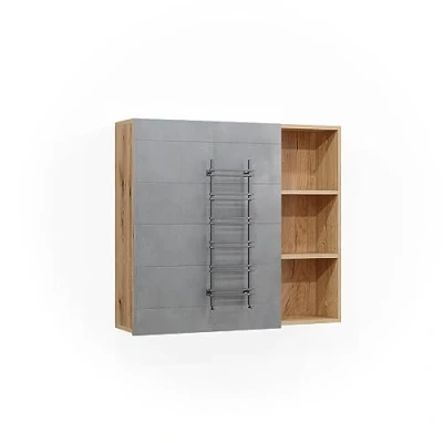 Abbildung von Vicco Badezimmerspiegelschrank Rudi, Mintgrün/Eiche, 90 x 80.9 cm mit Tür und offenen Fächern