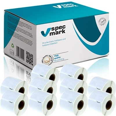 Abbildung von specmark 10 Etiketten Rollen kompatibel mit DYMO 99015 54mm x 70mm S0722440 320 Stück zu allen Etikettendruckern Label Writer 450 4XL Seiko SLP