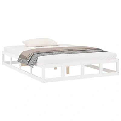 Abbildung von vidaXL Massivholzbett Bettgestell Lattenrost Doppelbett Bettrahmen Bett Schlafzimmerbett Holzbett Schlafzimmermöbel Weiß 140x190cm