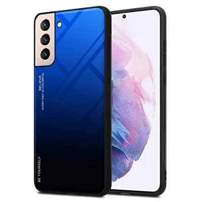 Abbildung von Cadorabo Hülle kompatibel mit Samsung Galaxy S21 Plus Schutzhülle TPU Silikon Case Glas Slim Kratzfest Weiche Gummi Rundumschutz für in Schwarz