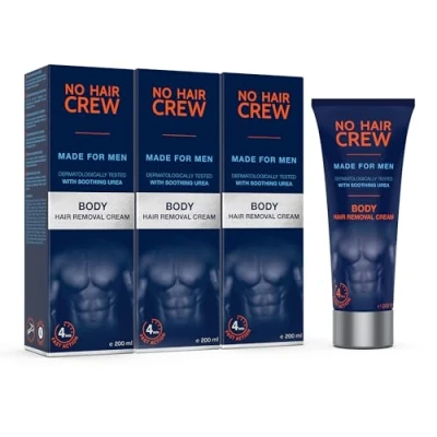 Abbildung von NO HAIR CREW 3 x Enthaarungscreme für den Körper gründliche und sanfte Haarentfernung Männer (Set 200 ml)