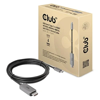 Abbildung von Club3D USB Gen2 Type C auf HDMI™ 4K120Hz/8K60Hz HDR10, DSC1.2 Aktives Kabel St./St. 3m