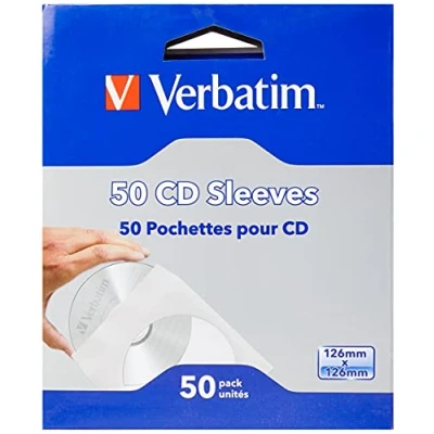 Abbildung von Verbatim CD Umschläge, 50 Stück, Hüllen, Hüllen für Rohlinge, Schutz vor Staub &amp; Schmutz, Schutzhüllen mit Sichtfenster, verschließbare Papierhüllen DVD Blu Ray