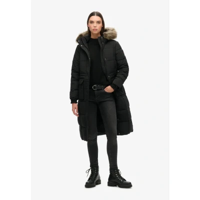 Abbildung von Superdry Everest Longline Puffer Wintermantel, Damen, Größe: 38, Jet black