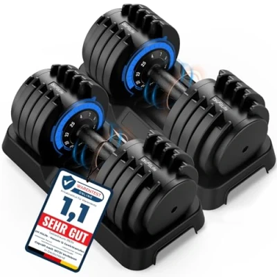 Abbildung von DH FitLife 25kg verstellbare Hanteln 4 bis 25 KG mit 10 Gewichtsstufen, Kurzhanteln Set Hantelscheiben, Variable Gewichte in 1 (25kg X 2)
