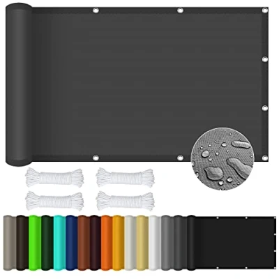 Abbildung von Sonnensegel Sonnenschutz 2 x 6 m Rechteckig Wasserdicht UV Schutz Outdoor Markise Baldachin PES Polyester Reißfest Wetterfest für Balkon Terrasse Garten, Dunkelgrau