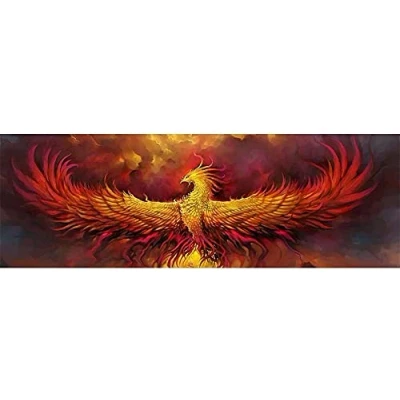 Abbildung von 5D Diamant Malerei Kit Vollbohrer Feuervogel 80x160cm DIY Diamont Painting Bilder Crystal Strassstein Kreuzstich Stickerei Mosaik Diamond Dekoration Arts Craft Home Wand Decor (32x64in)