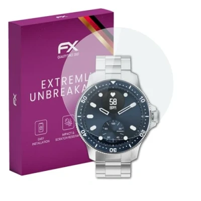 Abbildung von atFoliX Glasfolie kompatibel mit Withings ScanWatch Horizon 43mm Panzerfolie, 9H Hybrid Glass FX Schutzpanzer Folie