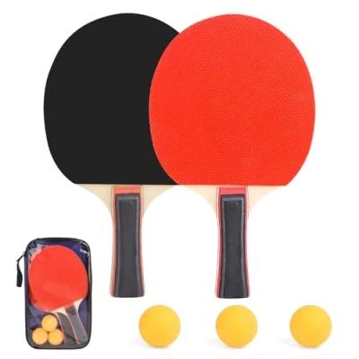 Abbildung von Tischtennisschläger Set Tischtennis Tischtenniskelle Tischtennisset Table Tennis Racket Ping Pong für Kinde Erwachsene mit 2 Schläger 3 Tischtennisbälle 1 Tasche
