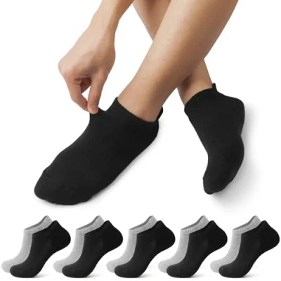Abbildung von FALARY Sneaker Socken Herren Damen Kurzesocken Baumwolle Atmungsaktive Sportsocken Laufsocken Outdoor Running Socken（Schwarz/Grau,47 50,10 Paar）