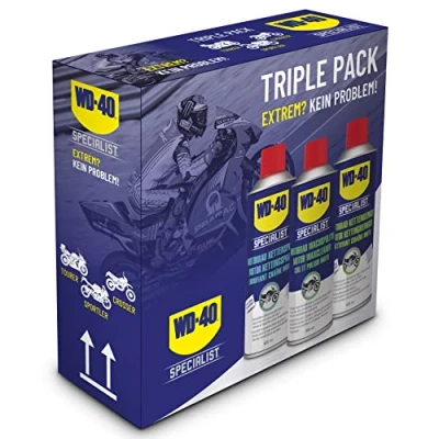 Abbildung von WD 40 Specialist Motorbike Motorradpflegeset 1x Kettenspray, Kettenreiniger, Wachspolitur (3x 400ml)