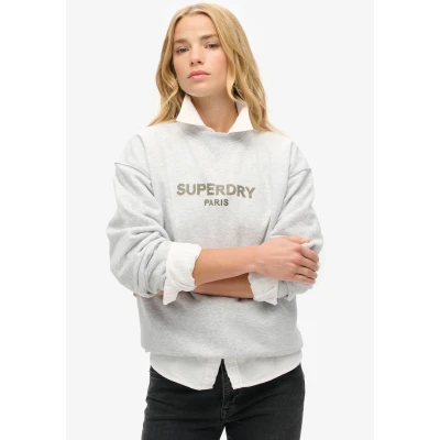 Abbildung von Superdry LUXE Loose CREW Sweatshirt, Damen, Größe: 38, Cadet grey marl