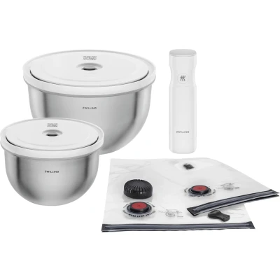 Abbildung von ZWILLING Fresh &amp; Save BOWLS Vakuum Starter Set, Edelstahl / M/L, 9 tlg, Silber Weiß