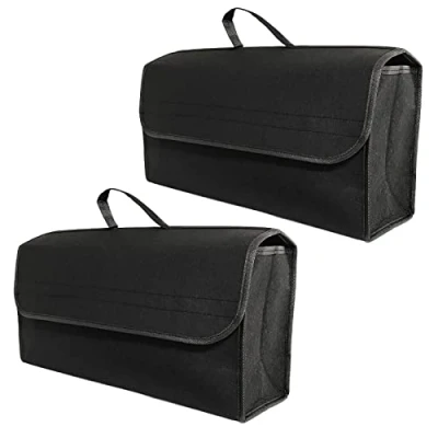 Abbildung von Purework 2er Set Kofferraumtasche Organizer 50x15x27,5cm Aufbewahrungstasche Schwarz Kofferraum Autotasche Auto Aufbewahrung Tasche